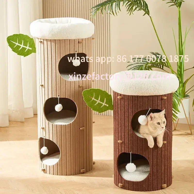 

Customizable Multi-layer Felt Cat House Multi-function Tree Stump Cat House Wear-resistant Cat Scratching Board Pet Supplies Pet