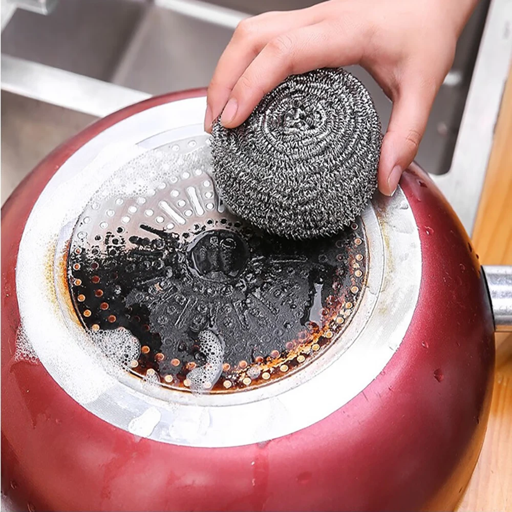 30-1PCS Stainless Steel Cleaning Ball Heavy Duty Density Metal Scrubber For Pot Pan Dishes Removing Rust Dirty Cookware Cleaner