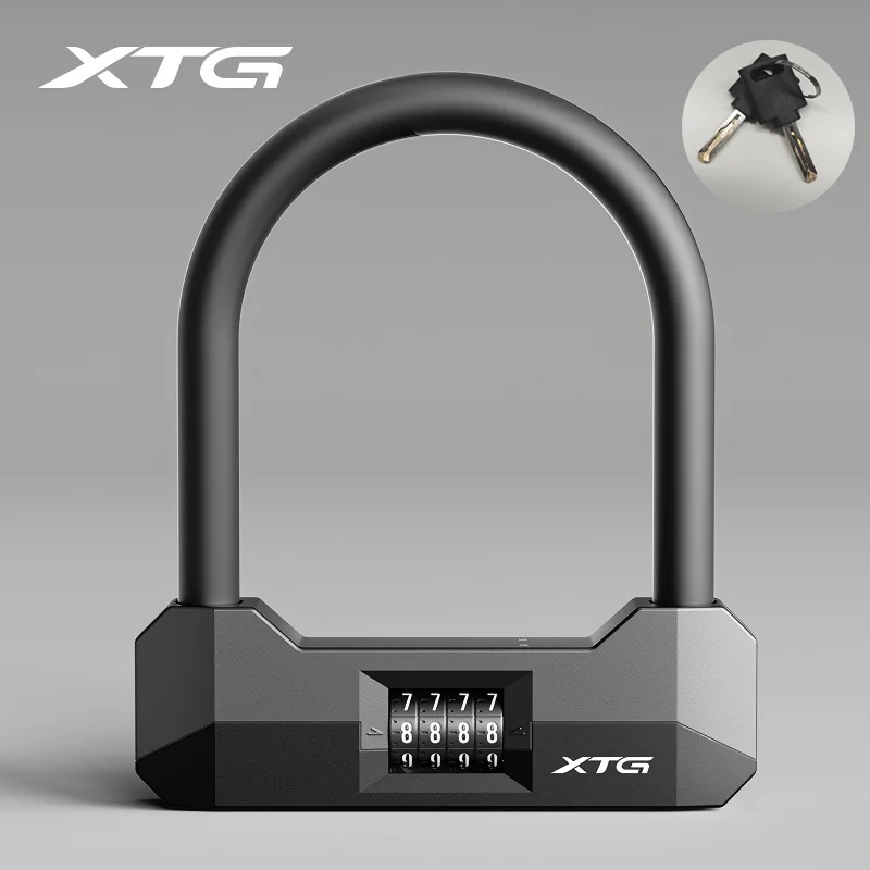 

XTG 17mm Heavy Duty U Lock Resettable Code Password Retrieval Alloy Steel Anti Theft for E Bikes Motorcycles Bicycles