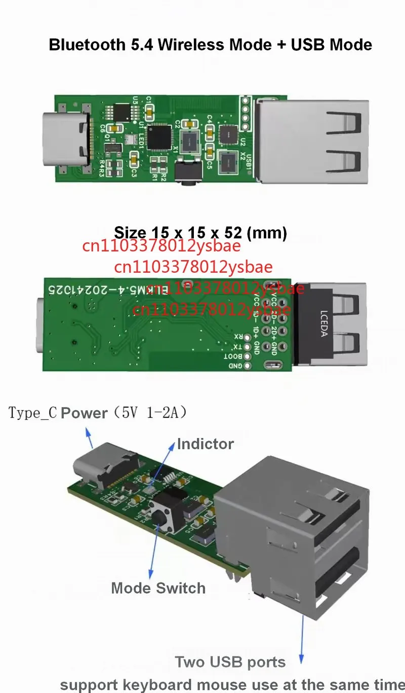 Przewodowa klawiatura USB i mysz do bezprzewodowego konwertera Bluetooth 5.4