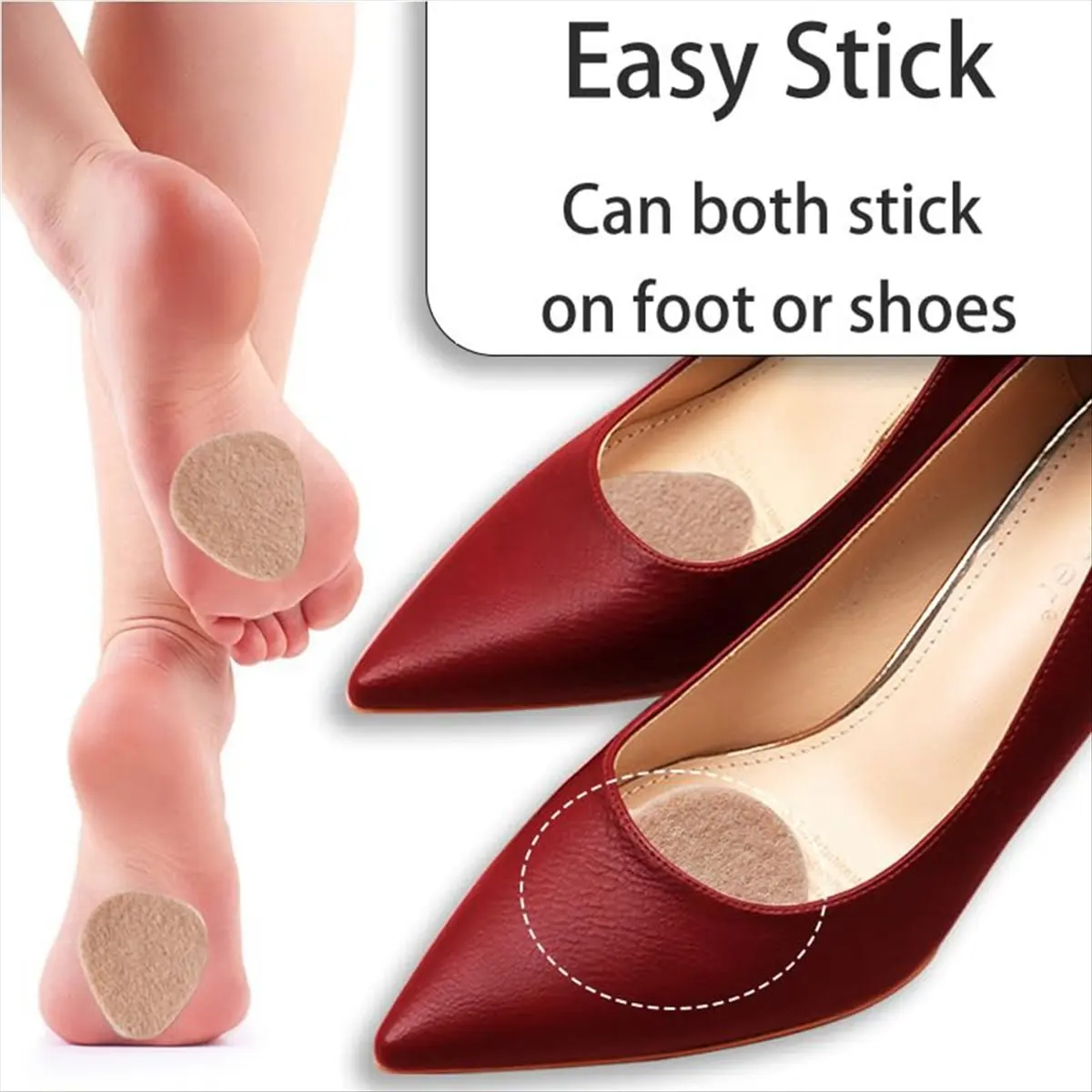 *N21R Metatarsal Pads for Women and Men, Felt Ball of Foot Cushion Pads Cushion Pads, Foot Pads for Sole Support, 20 Pack