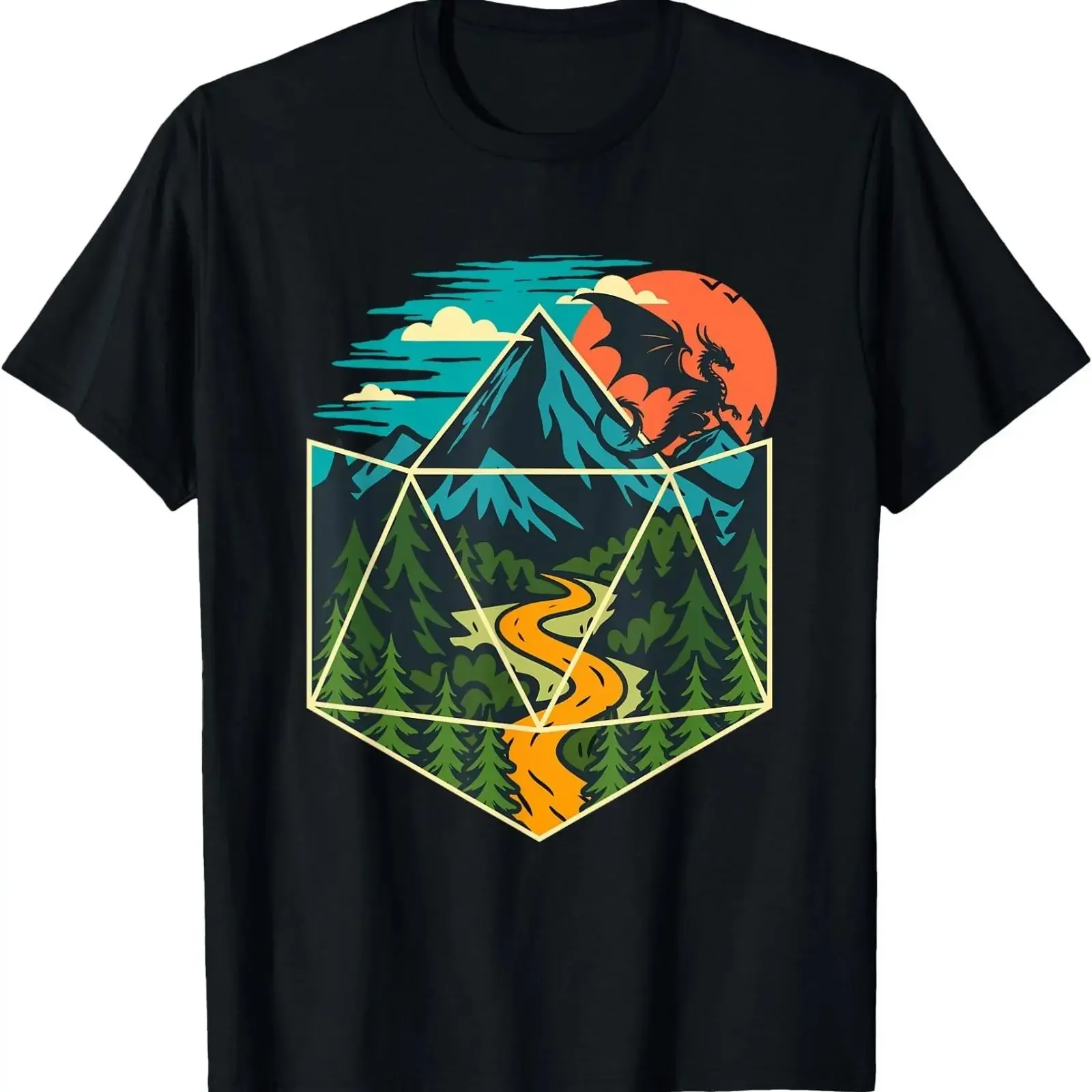 Camiseta de mesa D20 Dice World Juegos RPG vintage, camiseta lavada para uso diario, ropa informal cómoda de diseñador, ropa de calle