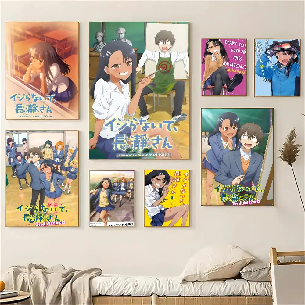 Nagatoro Anime Teasing Poster Self-adhesive Decal Living Room Bedroom Party Bar Decor Moisture-proof Fade-resistant