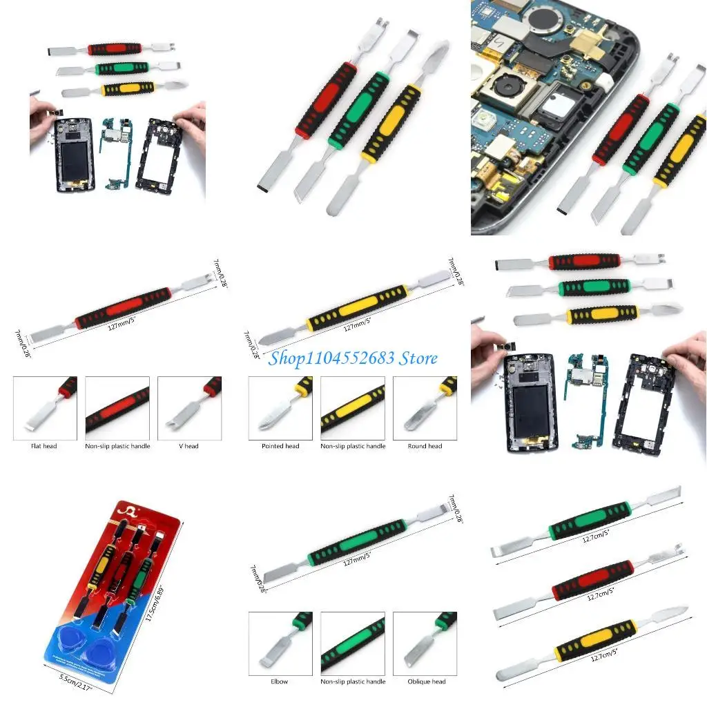 

Y6GD 3pcs Metal Kits Prying Opening Repair Tool Tablet Computer Opening Tools Small Metal Spudger Pry Tools