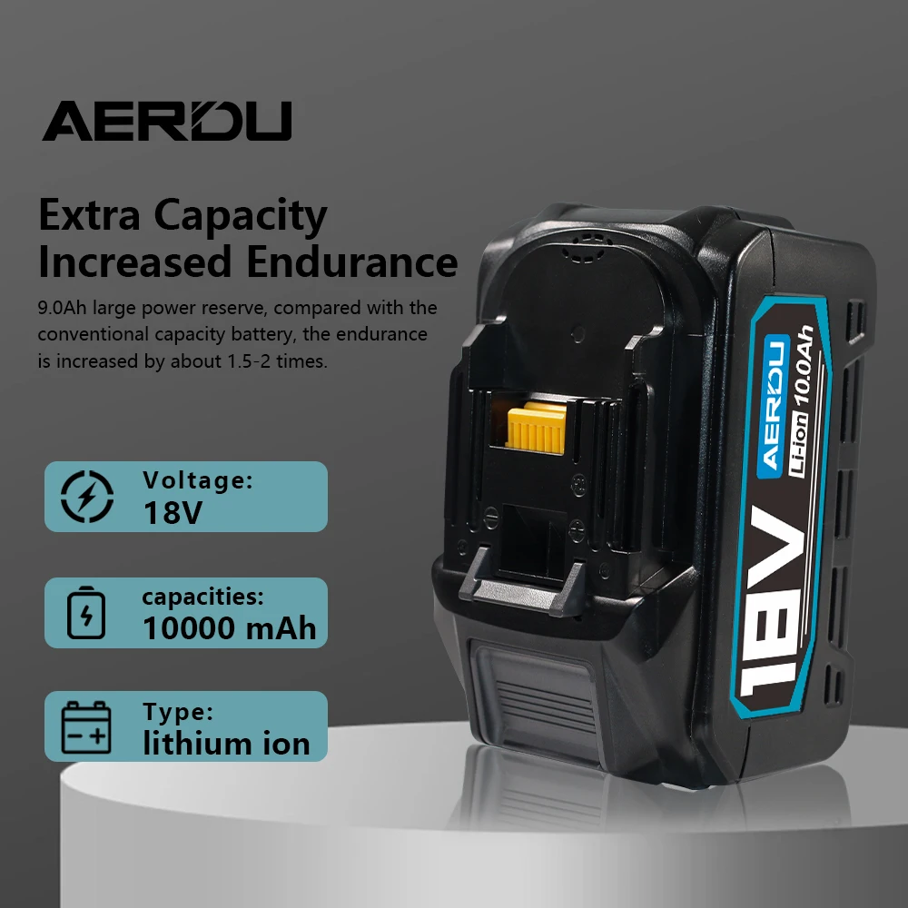 استبدال بطارية AERDU عالية السعة 18 فولت 10.0 أمبير في الساعة لماكيتا 18 فولت BL1860B BL1850 BL1840B BL1830B BL1890 متوافقة مع عمر طويل