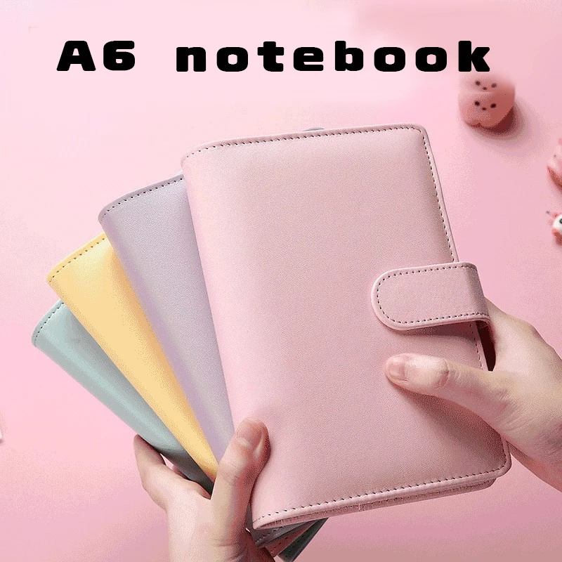 

A6 PU Leather Notebook Refillable 6 Ring Binder for A6 Filler Paper ,Personal Planner Binder Budget with Magnetic Buckle Closure