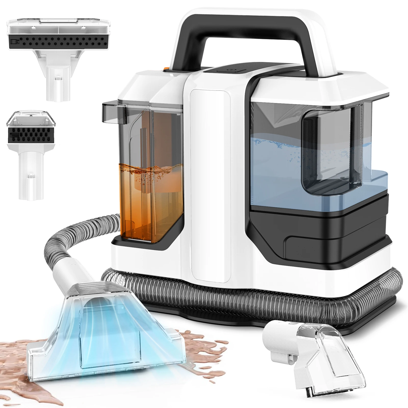 Limpiador de Manchas Portátil de 750W y 15KPa para Alfombras, Sofás y Cortinas, con Función de Aspiración y Pulverización Integrada, Máquina de Limpieza Doméstica