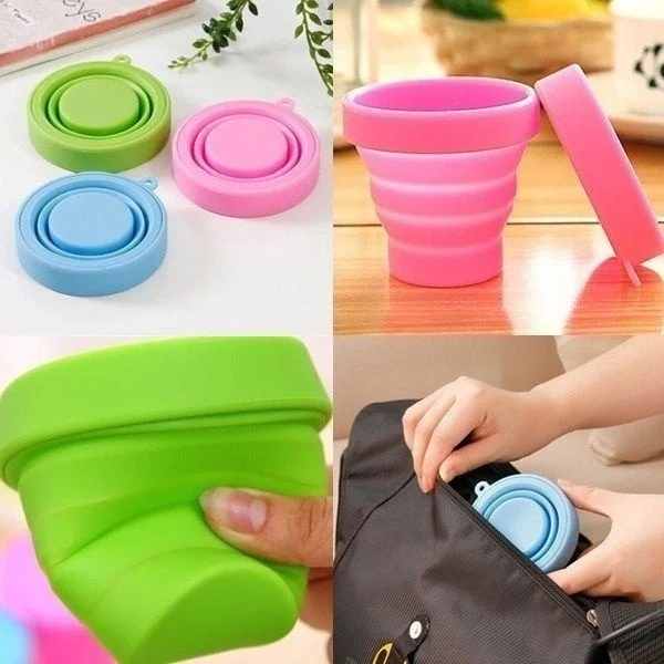 Portable Silicone Telescopic Drinking Collapsible Folding Cup Travel Camping Bathroom Tumblers Water Bottle