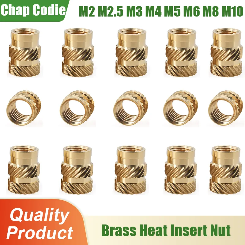 M2 M2.5 M3 M4 M5 M6 M8 M10 Brass Heat Insert Nut Double Twill Knurle ...