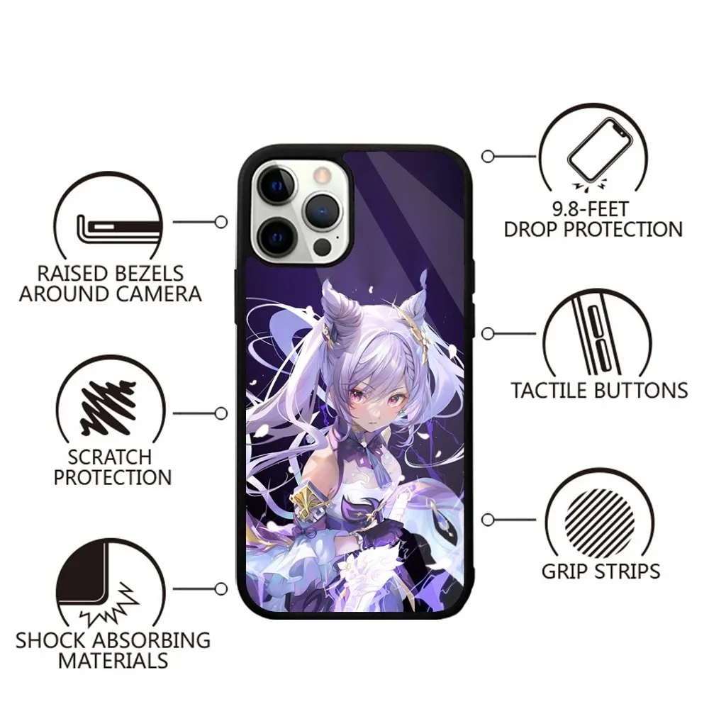 Game Keqing G-Genshin Phone Case For iPhone 15,14,13,12,11,Plus,Pro,Max Mini Magsafe Magnetic Wireless Charging