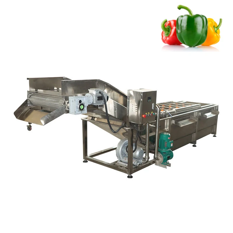 High Pressure Spray Fruit and Vegetable Washer with Stainless Steel Construction and PLC Control