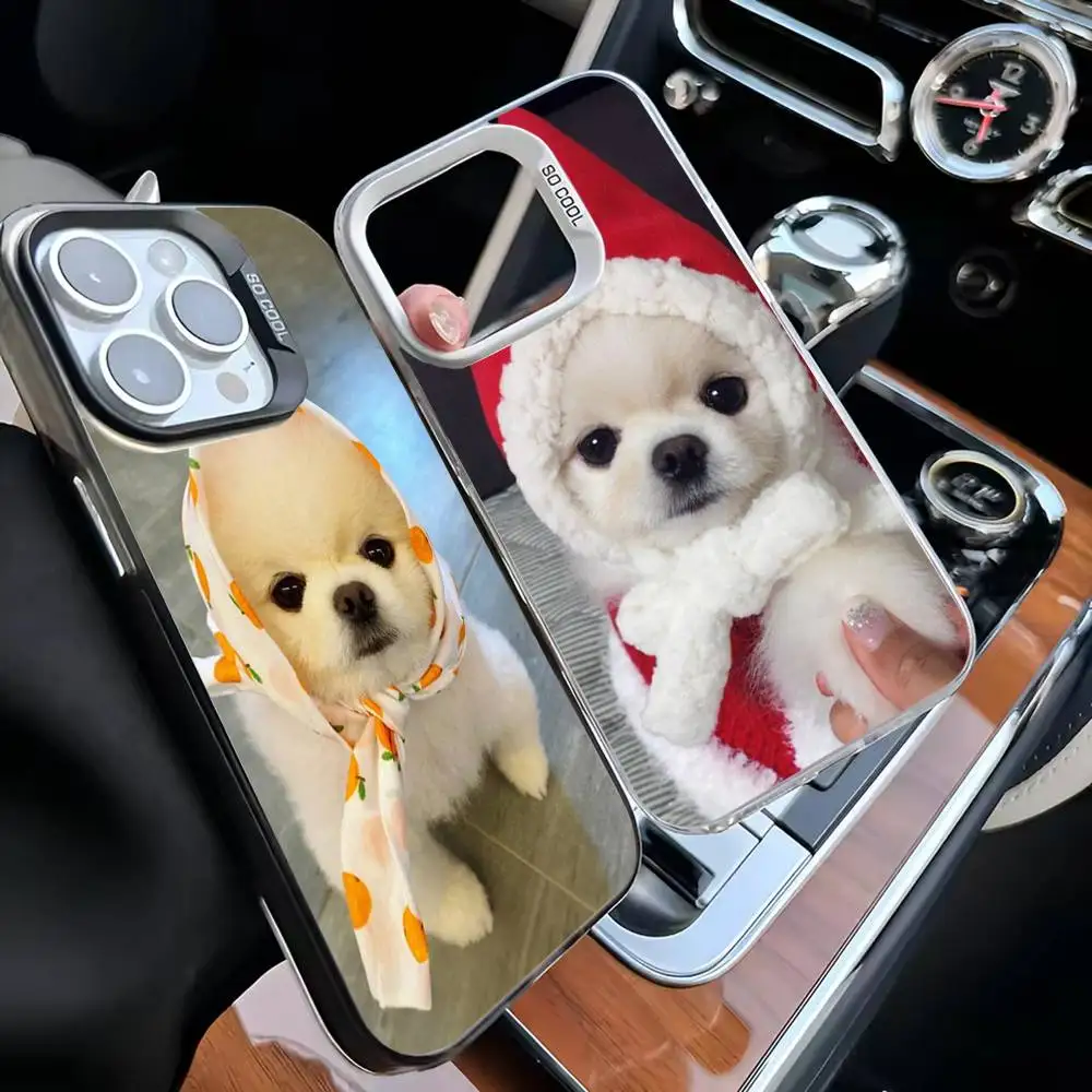 

Soft and cute Pomeranian dog Phone Case For iPhone 16,15,14,13,12,11,Mini,Pro,MAX Black Matte Shockproof Cover