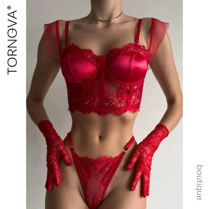 

Tornova красное тонкое стильное кружевное интересное нижнее белье, прозрачное нижнее белье, перчатки, ажурные лоскутные бретельки, сексуальный комплект