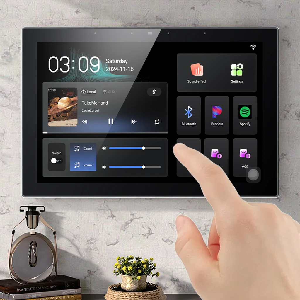 10 Inch IPS Touch Screen TUYA 5G WiFi ZigBee Gateway 8 Channel Speaker Home Villa Smart Background Music Host
