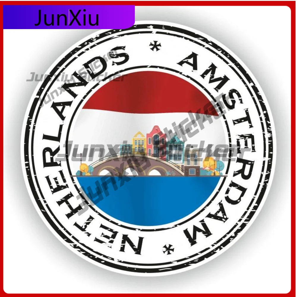 

Netherlands Amsterdam Seal Sticker Featuring Coat Of Arms Round Flag Decor Outdoor Protection Cover Scratches Designed For