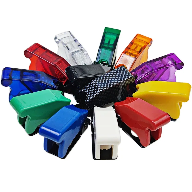 1Pcs Illuminated LED Toggle Switch's Safety Aircraft Flip Up Cover Guard Auto Car Boat Truck Carbon Fibre Red Blue Green Yellow - Image 6