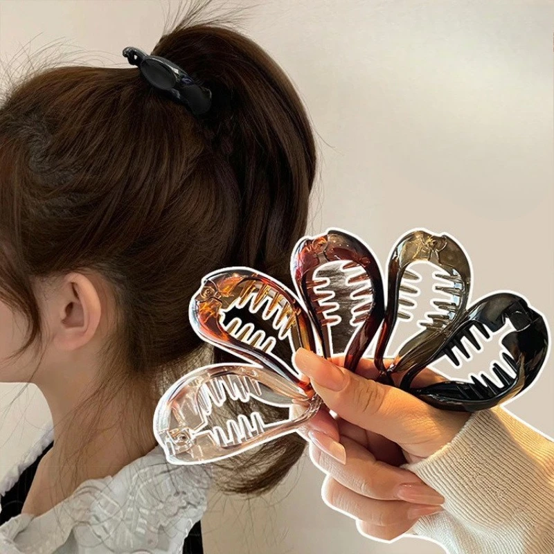 Acrylic Banana Clip High Ponytail Small Hair Claw Korean Fashion Ponytail Barrettes Women Solid Color Hair Clip Hair Accessories