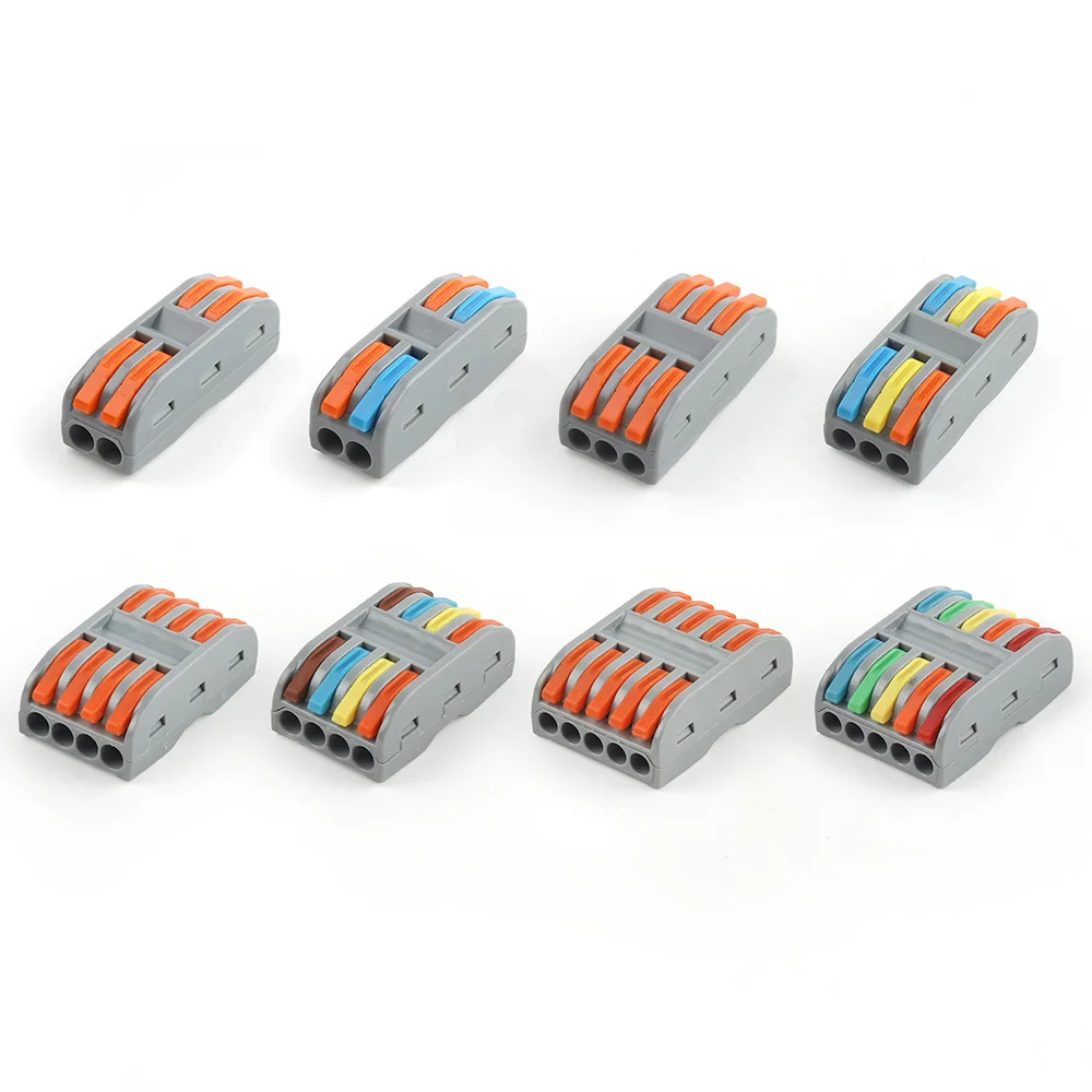 دفع في موصلات كابل الأسلاك السريعة 2/3/4/5 دبوس 10/25 قطعة محطة الربط الربيع العالمي المدمجة 28-12 AWG الأسلاك الكهربائية #2