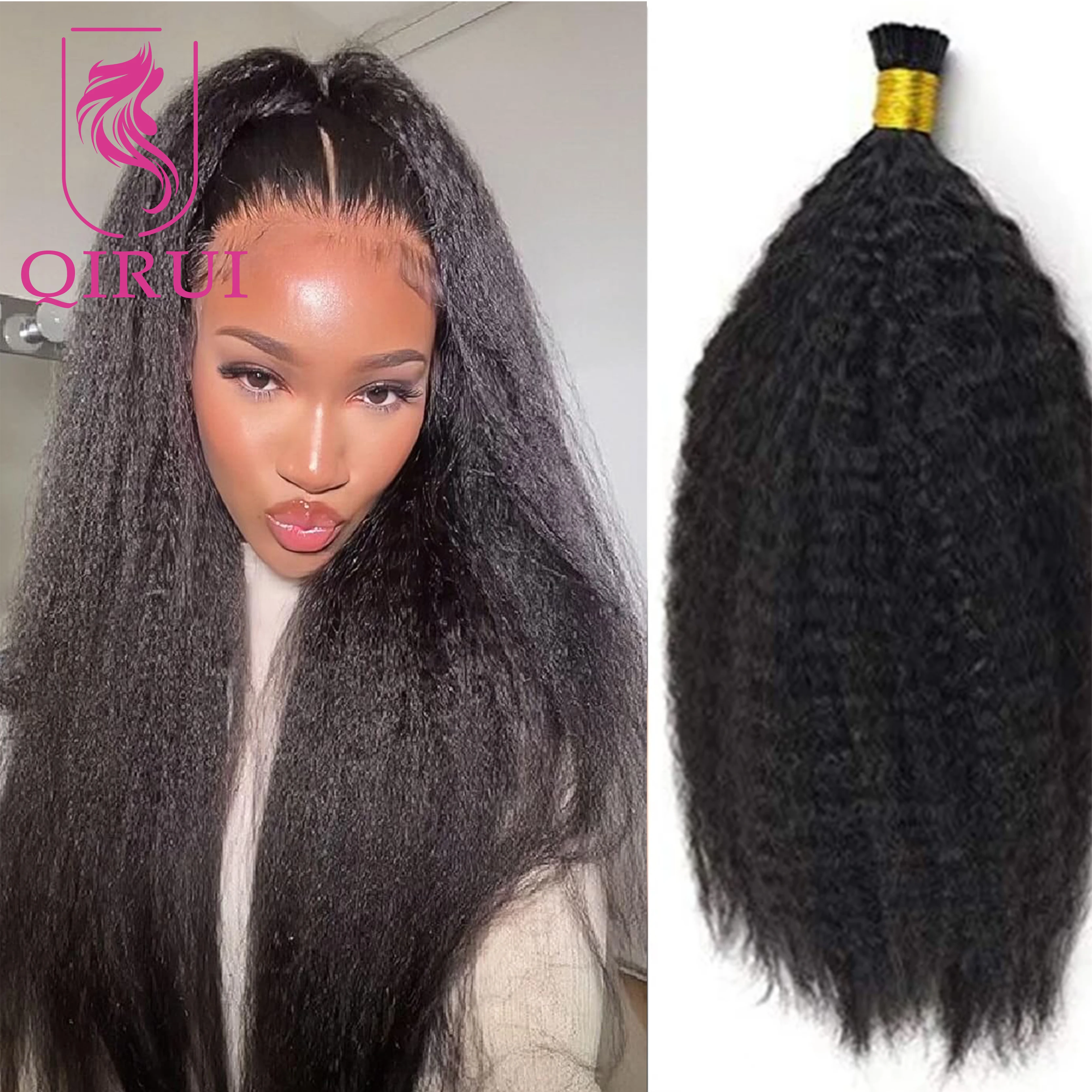 

Kinky Straight Human Hair I Tip Microlinks Extensions 100% Unprocessed Brazilian Yaki Straight Bulk Human Hair 1g/Strand