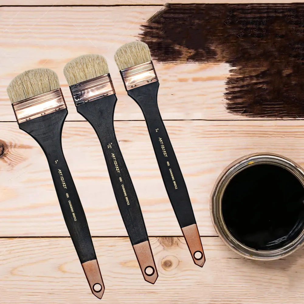 Artsecret 2-3inch Oil Acrylic Paintbrush Long Handle 4503 Chungking Bristle Filbert Painting Brush Artist Tools Supplies