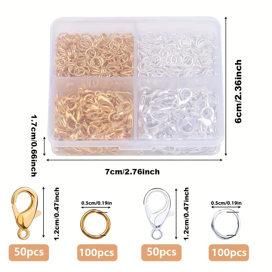 Boxed Gold Silver  Lobster Clasp Open Jump Rings For Jewelry Making charm BraceletsNecklaces Hooks Chain Closure DIY Accessories