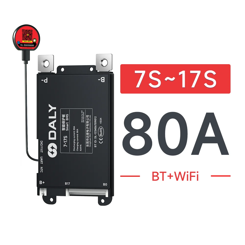 Daly Smart BMS 30A 40A 60A 80A 100A 120A 150A 200A WIFI Ingebouwde Bluetooth 7S 8S 13S 14S 16S 17S 20S 24S Lifepo4 Li-Ion LTO