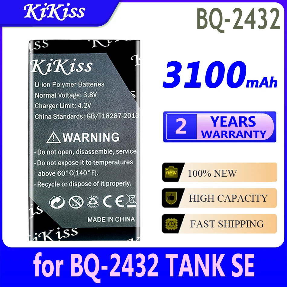 

Мощная батарея 3100 мАч KiKiss для BQ BQ-2432 BQ2432 для TANK SE Bateria