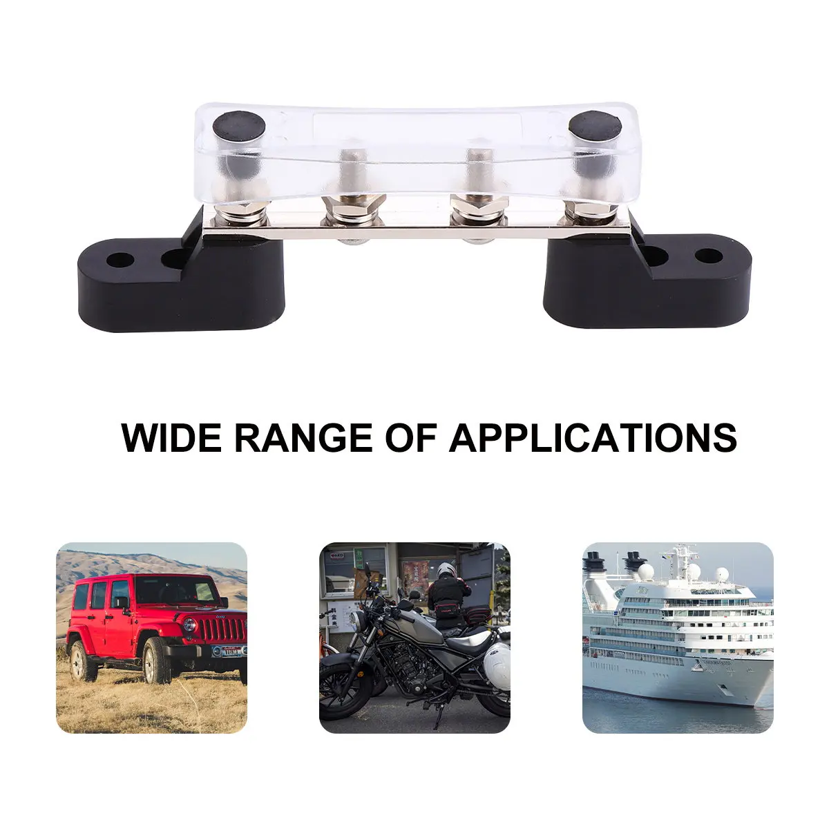 

High-Quality 100A Straight Bus Bar Block with Cover for Automotive Marine Rv Motorcycle Atv Truck Power Ground Distribution
