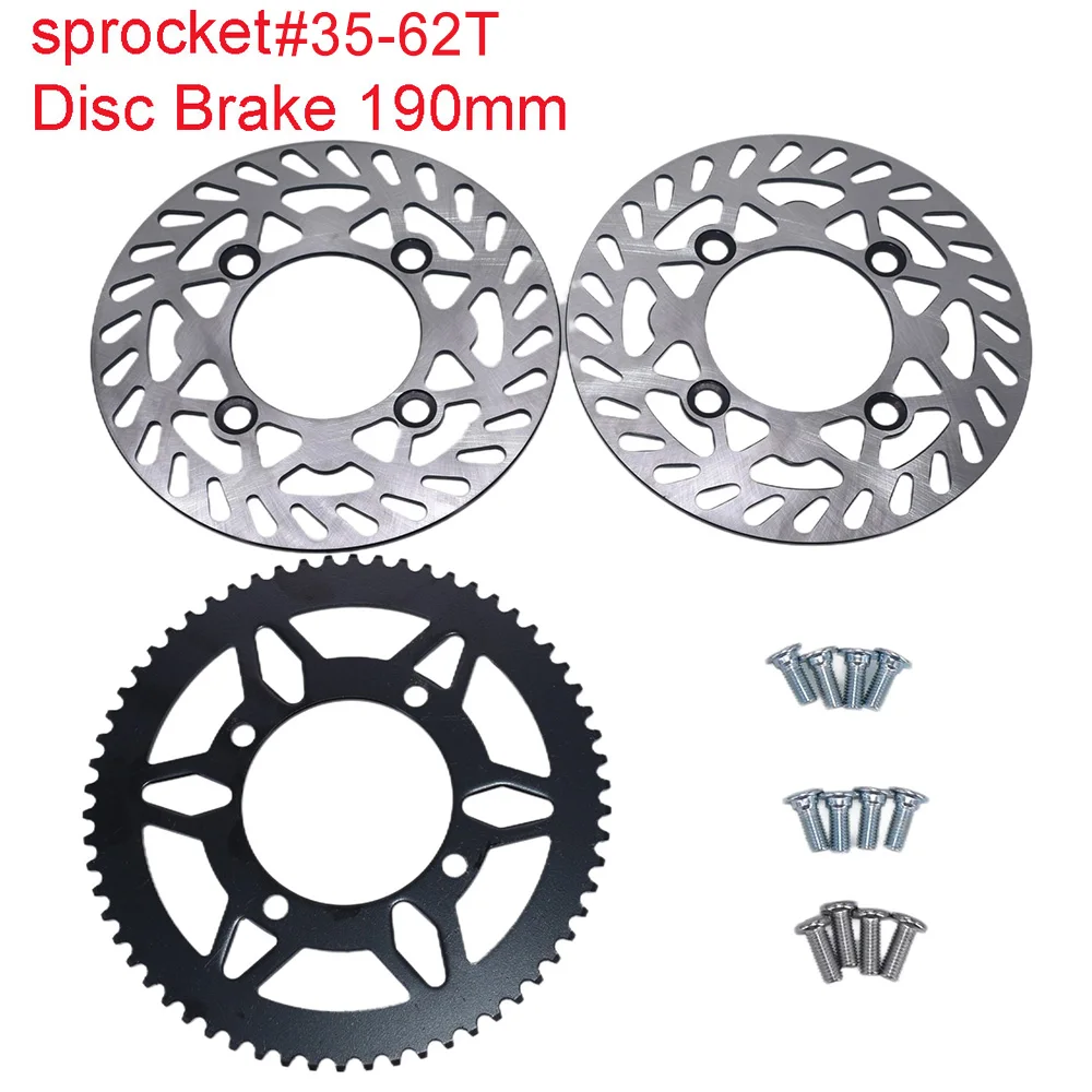 Motorcycle Brake Disc Rotors 190mm and Sprocket Kit #35 #420 #428 Chain for 12 Inch Super Motor Wheels Dirt Pit Bike Off Road