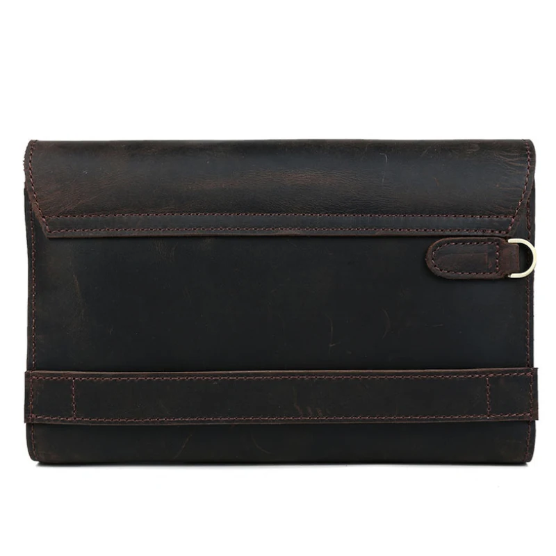 Top Grade Men Purse Genuine Leather Day Clutches For Male Vintage Style Hand Purse Crazy Horse Leather Mens Clutch Big Wallet