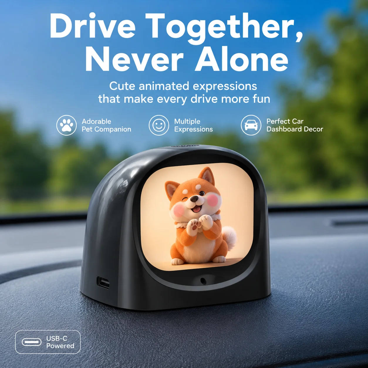 Robô Eletrônico de Estimação com IA para Painel de Carro: Companheiro Inteligente com Expressões Animadas, Robô de Conversação Inteligente, Companheiro de Viagem, Decoração Interna e Presente