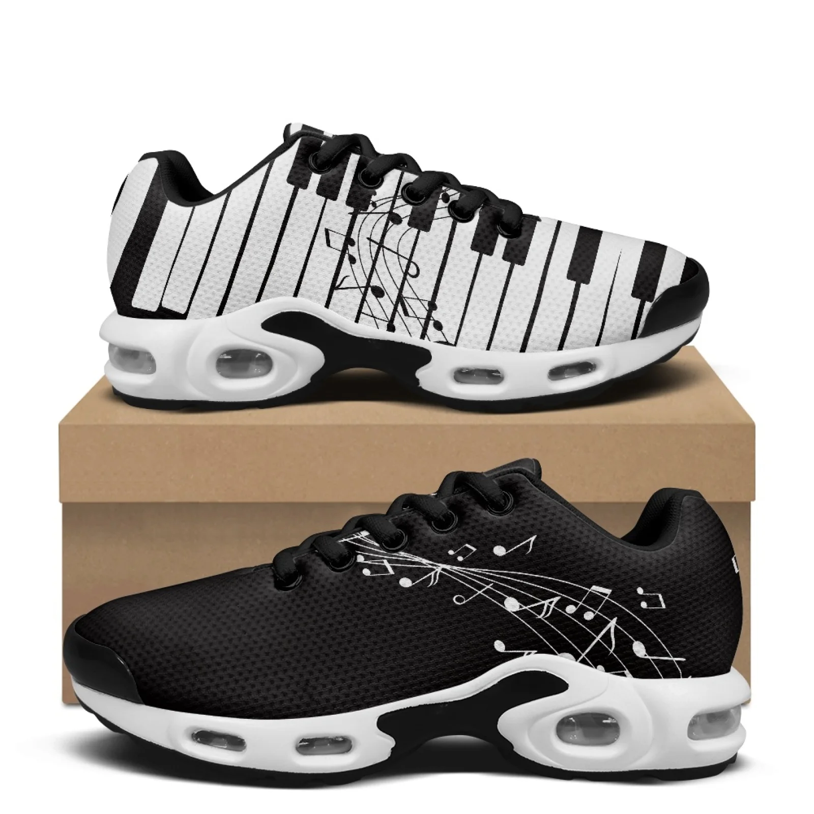 PENSTROLL Piano Music Pattern Lace-Up Casual Shoes Tennis Sneakers for Men Shock Absorption Workout Casual Sport Shoes