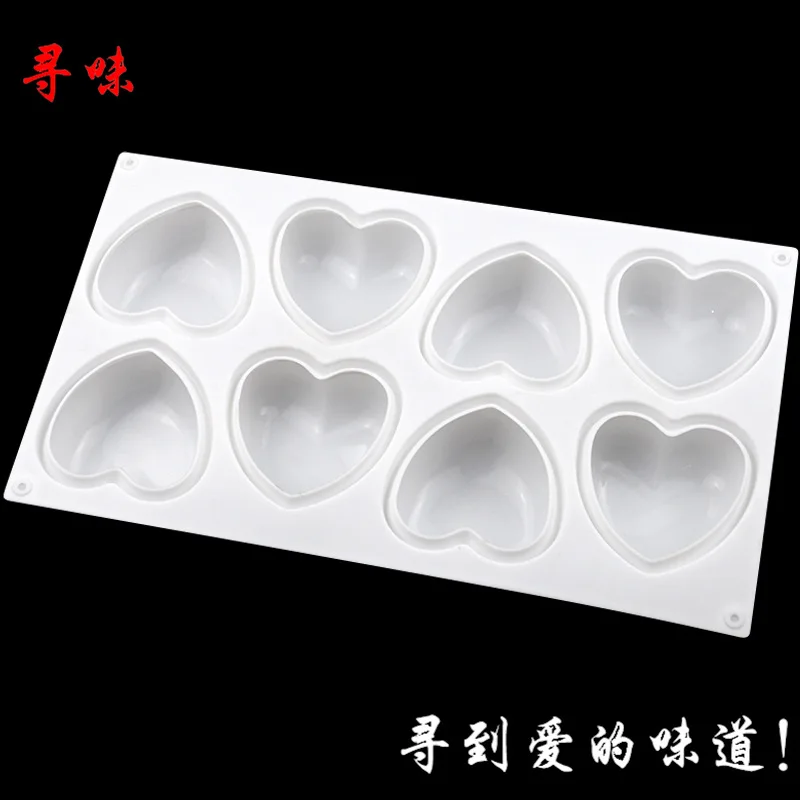 8 Pcs Love Heart Silicone Soap Mold Handmade Candle Making Kit Diy Chocolate Ice Soap Plaster Resin Cake Decoration Baking Tools