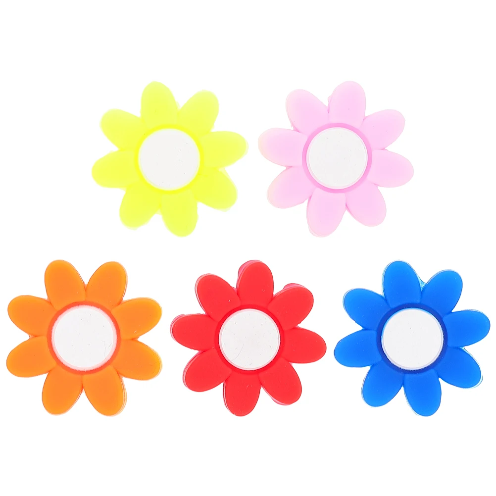 

5 Pcs Tennis Racket Cute Silicone Dampeners Blue Yellow Pink Red Orange Set Vibration Reducer Flower Design