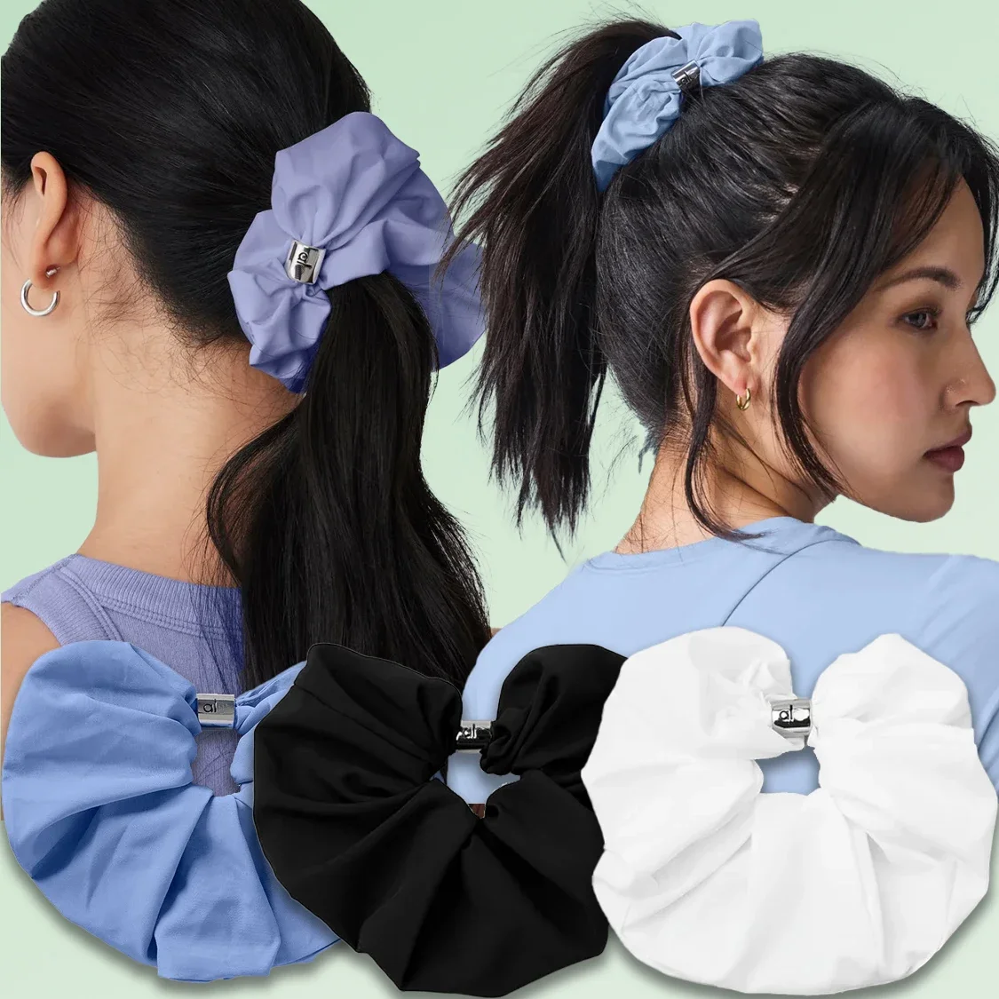 

Women's Yoga Scrunchie Bead It Oversized Scrunchie Hair Accessories Girls' Blue Elastic Ponytail Fixed Hair Rope Gym Headband