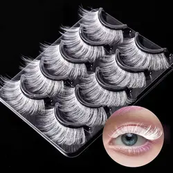 Hot 3pair White Eyelashes Makeup Natural Long Eyelashes Extension Cross Strip False Eye Lashes Beauty Makeup Tools