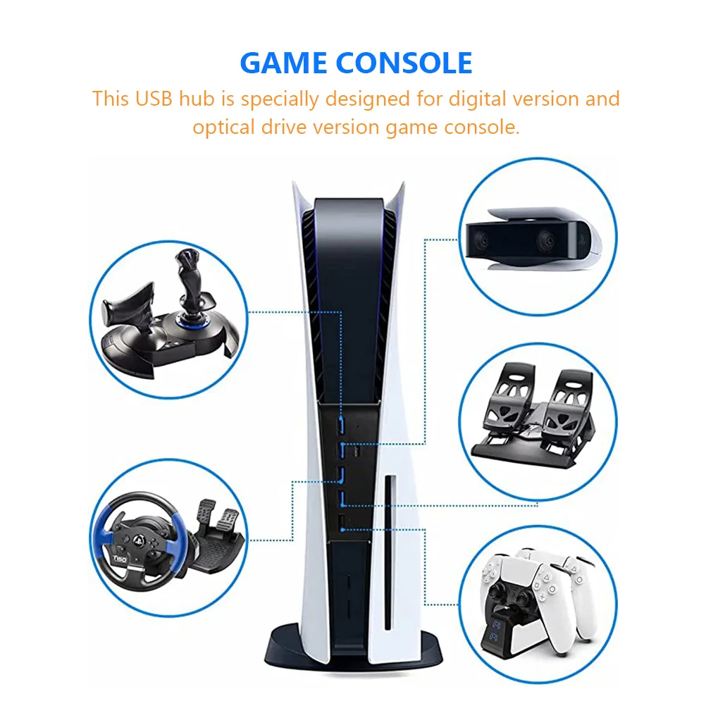 

Конвертер USB-концентратора ABS 4 высокоскоростных портов USB 2.0 1 порт для зарядки Игровая консоль Настольный разветвитель Адаптер Plug Play
