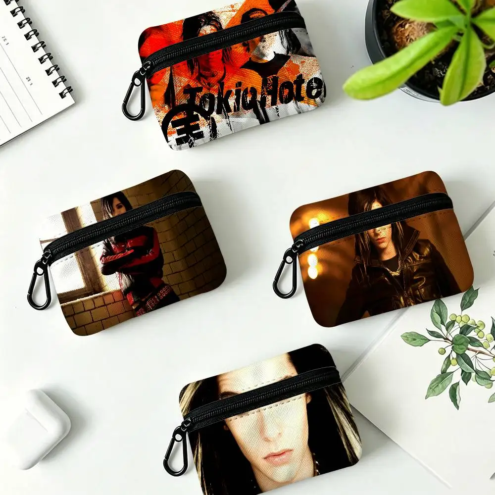 Tokio Hotel Bill Tom Oxford Fabric Mini Coin Wallet Smooth Zipper Hanging Design Multi-use Small Storage Bag For Travel
