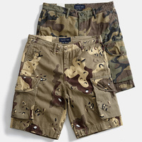 Summer New Men's camo casual casual loose cotton straight-tube cargo shorts multi-pocket pants
