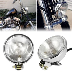 Retro Metal Universal Motorcycle Headlight Round with Holder Electroplate For Honda Harley Suzuki Kawasaki