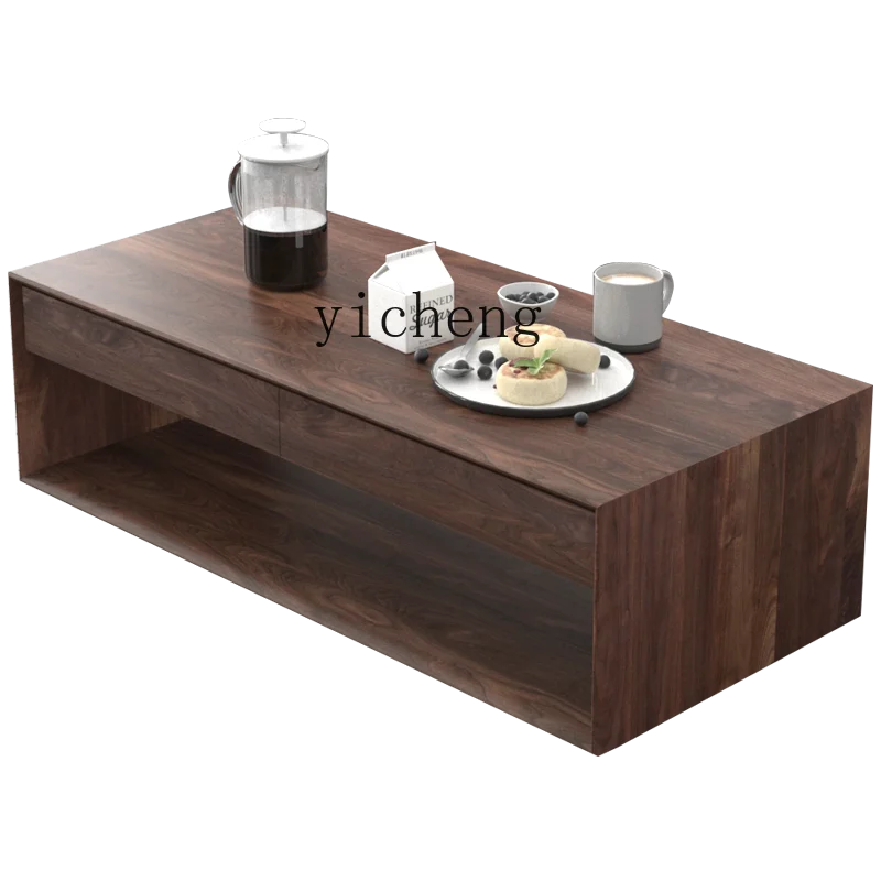 

Coffee Table Black Walnut Solid Wood Minimalist Log Living Room Home Rectangular Tea Table