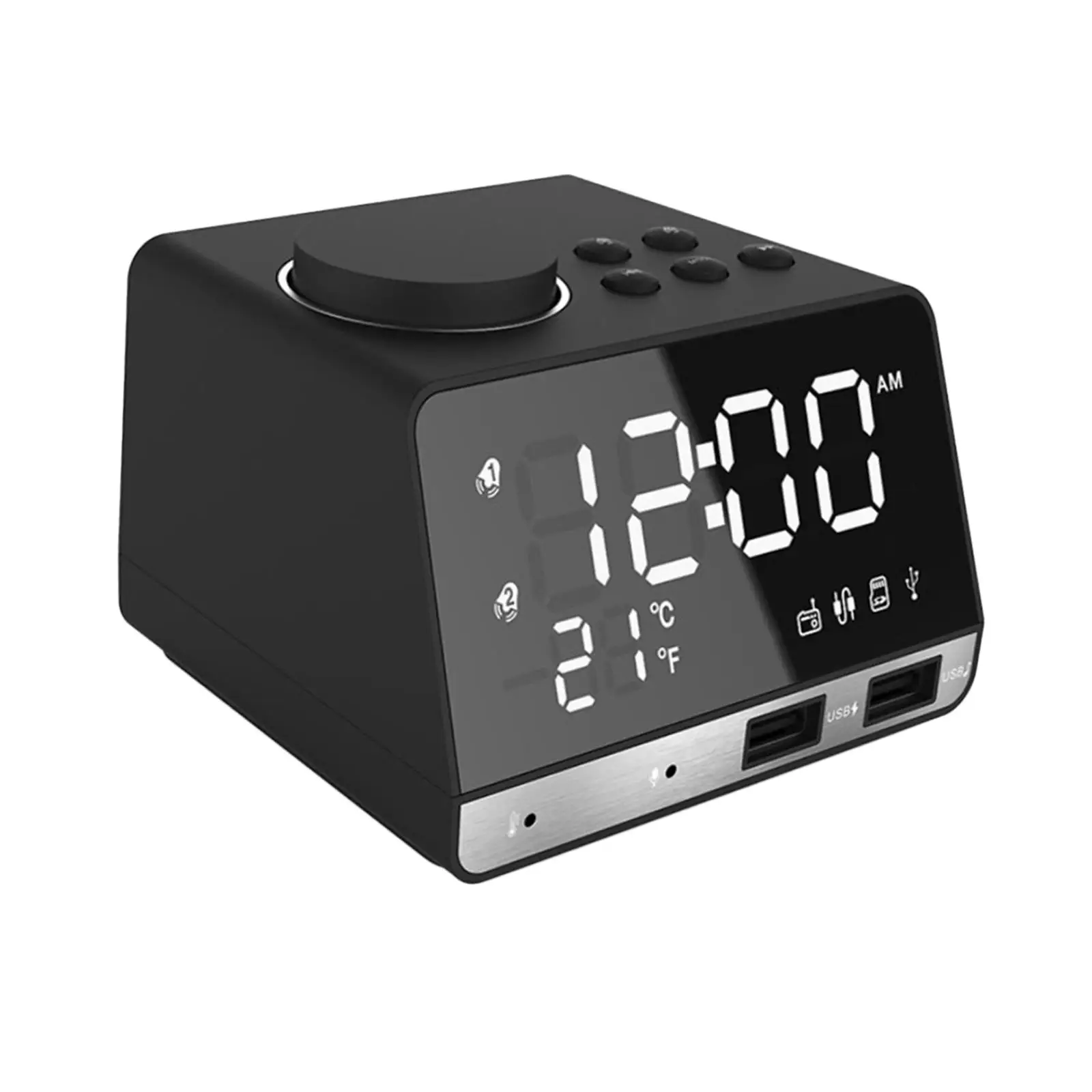 4.2 Radio Speaker With Ports LED Digital Home Decoration Snooze Table Clock US Plug