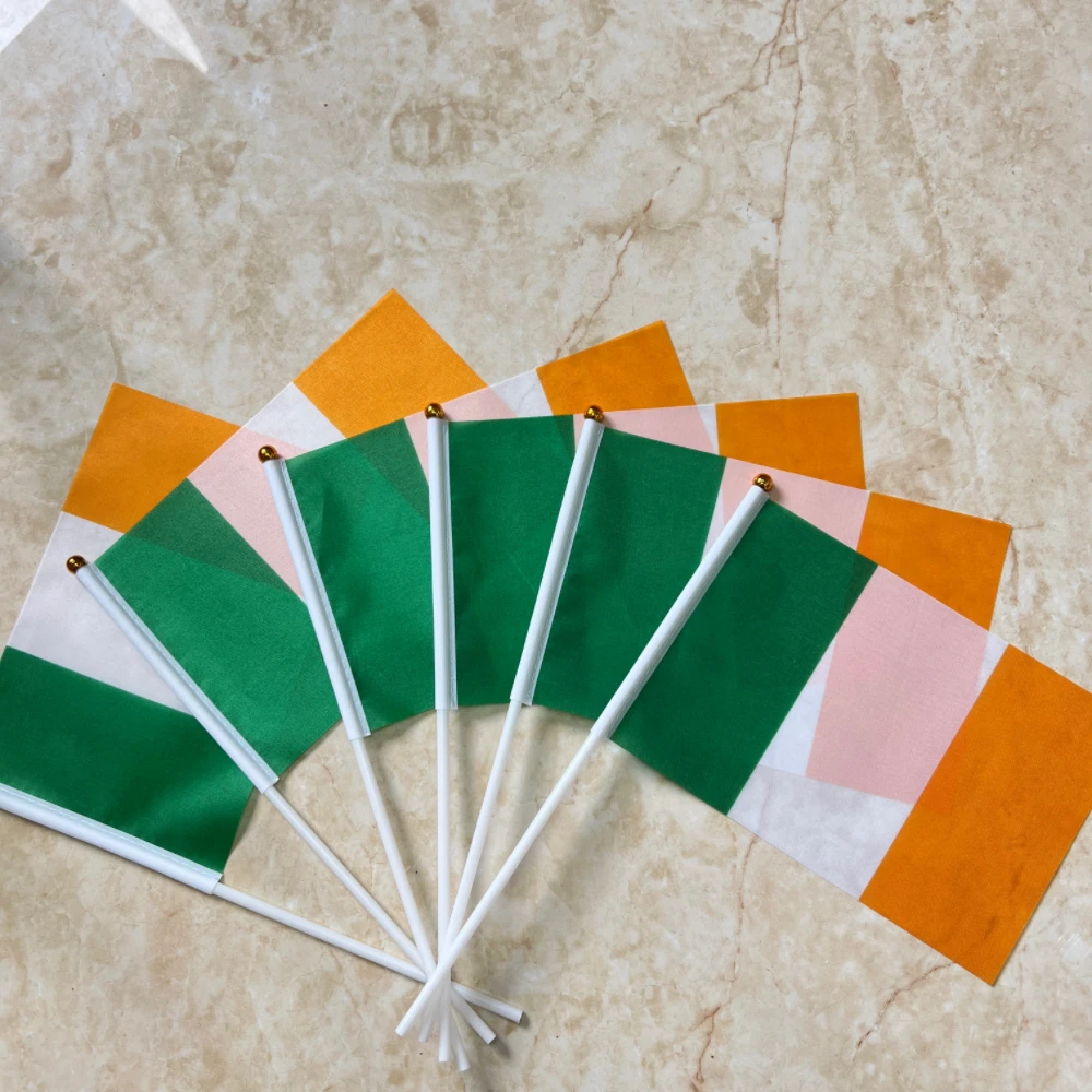 Irish flag waving 14*21cm polyester 30cm plastic flagpole lreland flag festive sports decoration