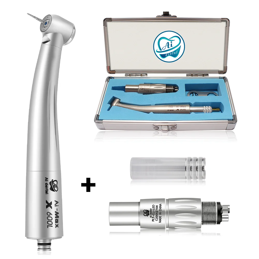 Tandheelkundige Luchtturbine Handpiece Kit Standaardkop 4 Gaten N-Type Led Snelkoppeling Handstuk Set AI-X600L-NCL4