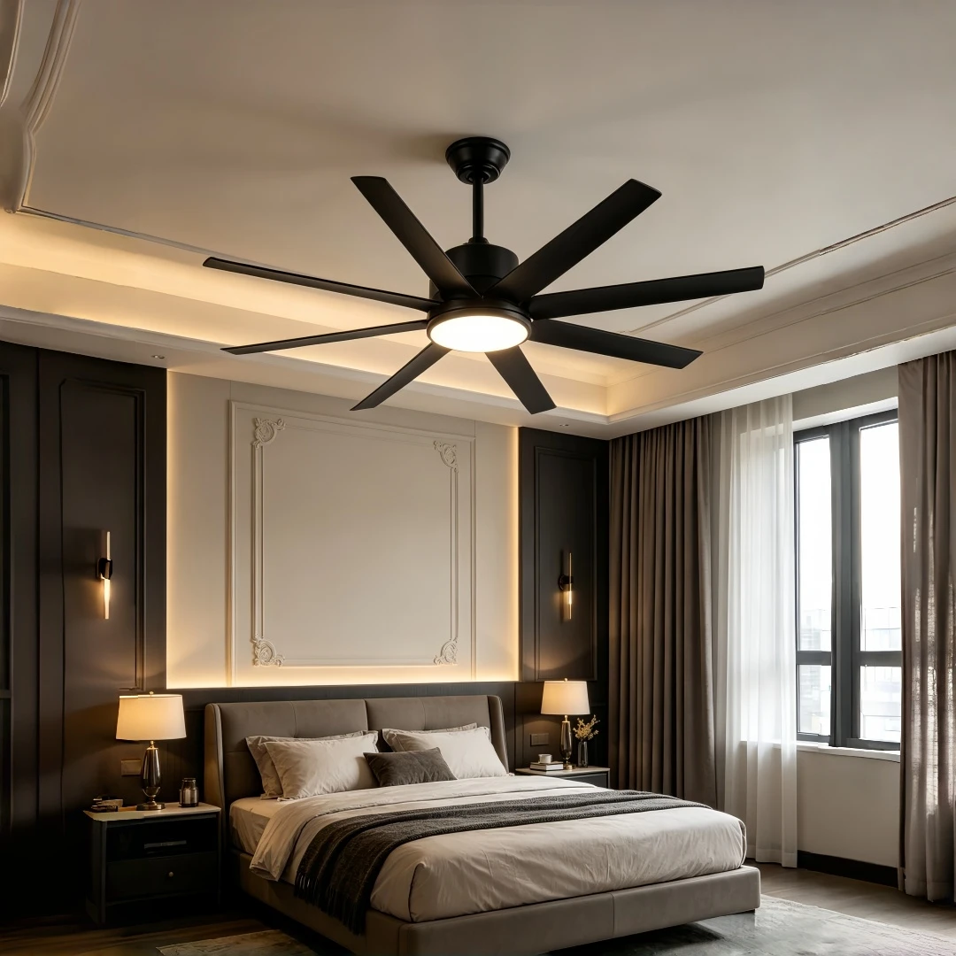 Modern Minimalist Large Ceiling Fan with Light for Living Room Bedroom Cafe Restaurant and Spacious Home Decor