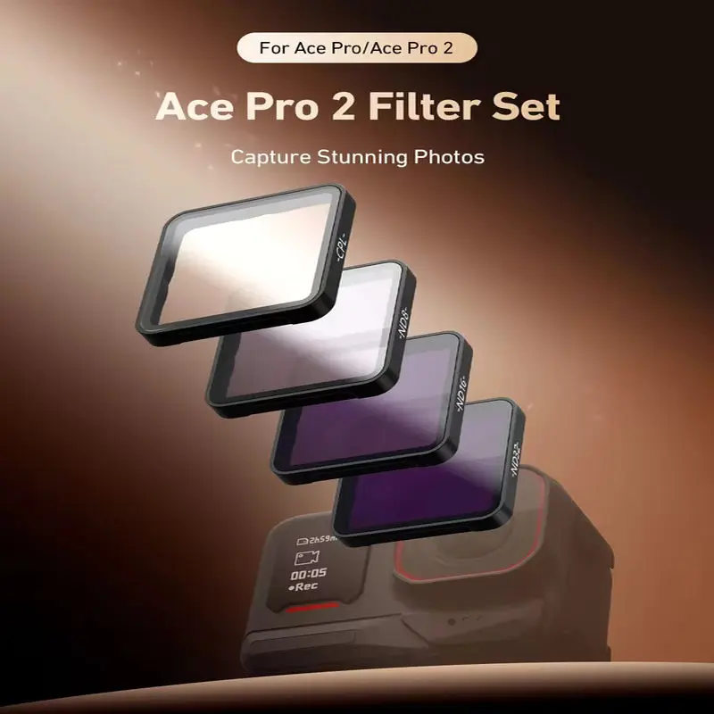 TELESIN CPL ND8 ND16 ND32 مجموعة مرشحات العدسة إطار من سبائك الألومنيوم لـ Insta 360 Ace pro 2 ND CPL مرشح العدسة لـ Insta 360 Ace pro #2
