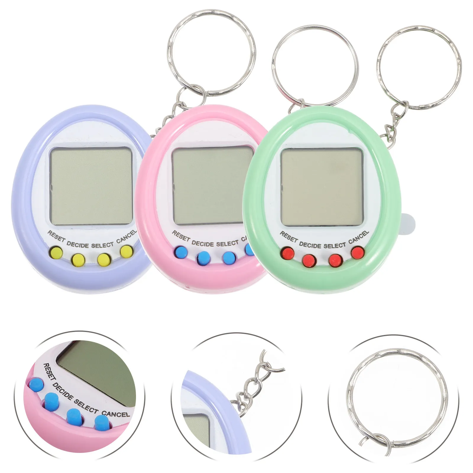 

3Pcs Electronic Pets Game Machine Mini Hand-Held Digital Pet Keychain Fun Educational Portable Hanging Pet Simulation for Kids