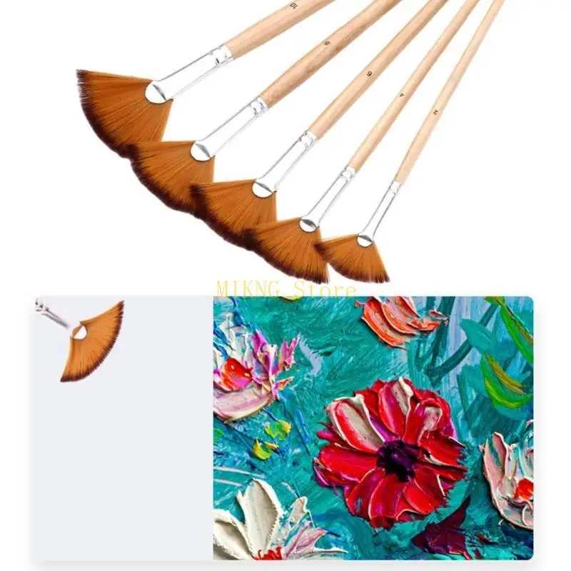 مجموعة فرش الرسم المكونة من 5 قطع من فرش المروحة، فرشاة طلاء أكريليك للطلاب الفنانين، أفضل المبيعات #4