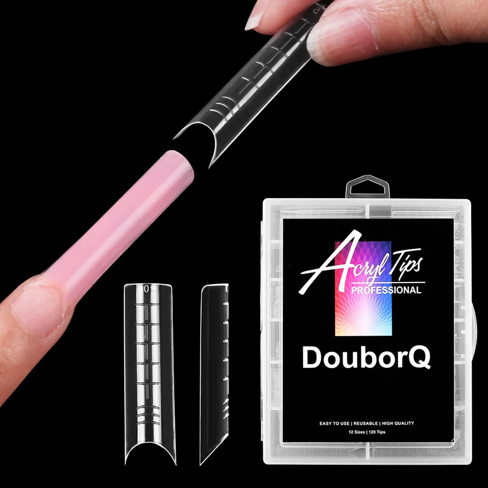 

120pcs Long Clear False Nail Tips Seamless Full Cover Artificial Nails Beauty Tools Lengthened Fake Nails