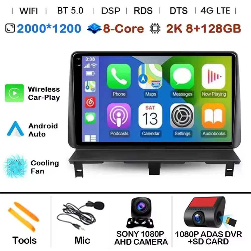 Android 15 autoradio multimediaspeler GPS DSP voor Peugeot Partner 1 2002 - 2008 Partner Origin 1 2008 - 2011 met Carplay